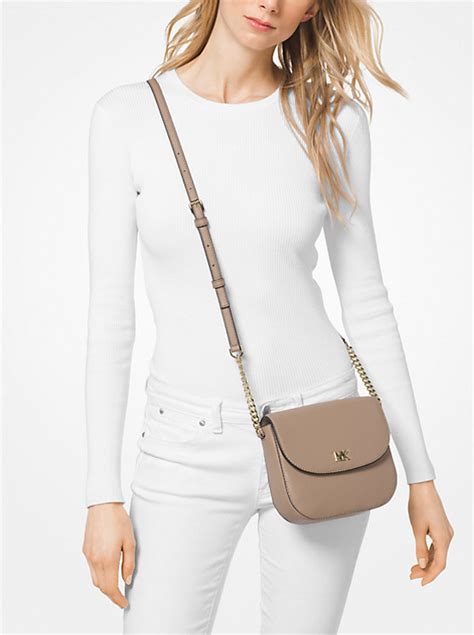 michael kors mott pebbled leather dome crossbody black|Mott Leather Dome Crossbody Bag – Michael Kors .